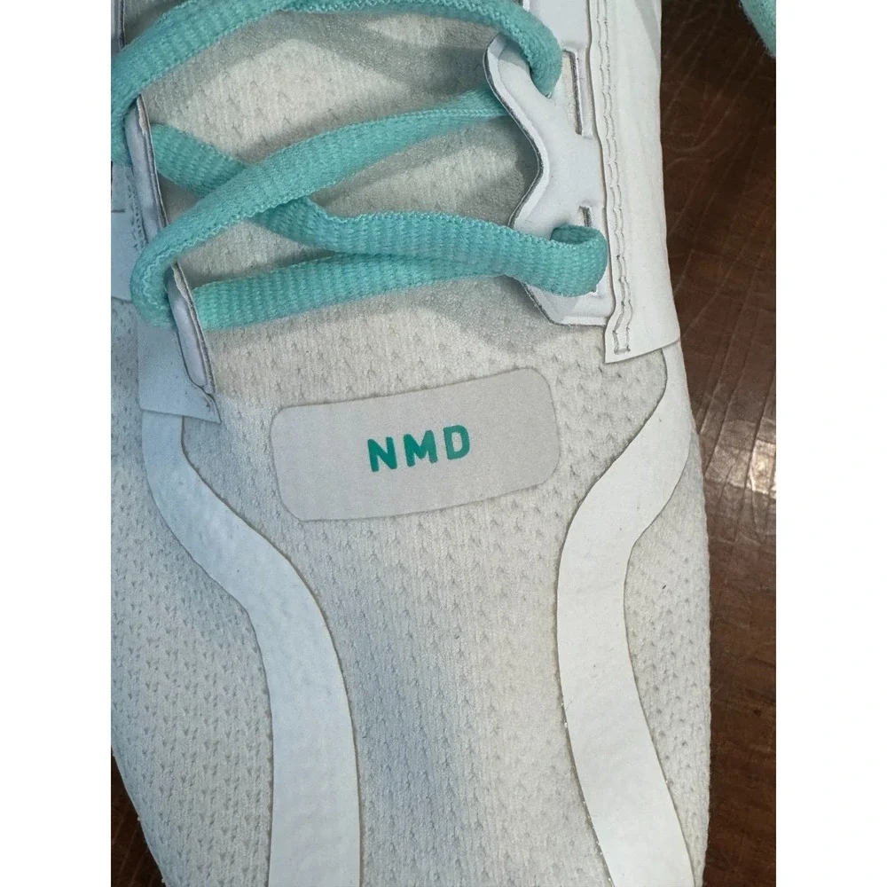 Adidas NMD R1 White Blue Green Boost Sneakers‎ Men's Size 7.5 Running Shoes